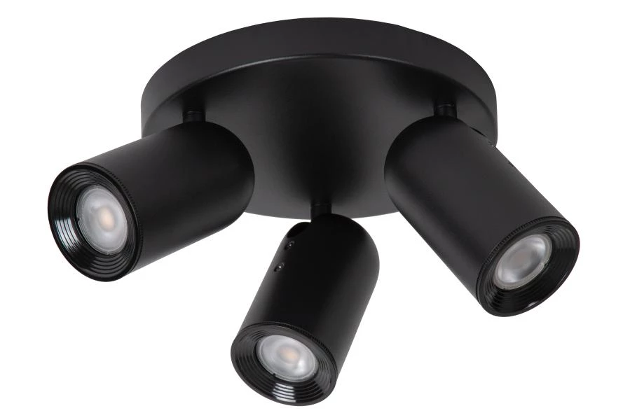 Lucide PUNCH - Spot plafond - Ø 21 cm - 3xGU10 - Noir - UIT